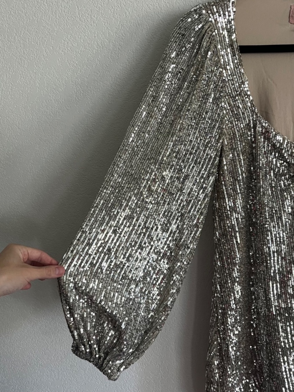 Show Me Your MuMu Silver Sequin Balloon Sleeve Mini Dress - Picture 3 of 5